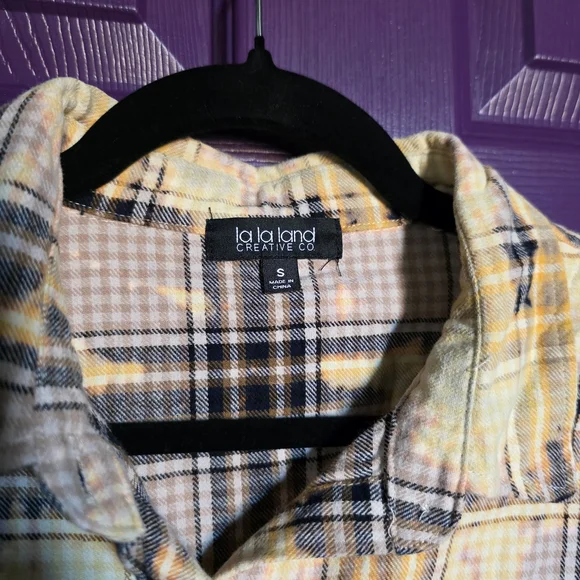 BUCKLE- La la Island Upcycled Yellow/black Flannel, Creek Ranch Wyoming Size S - Picture 11 of 12